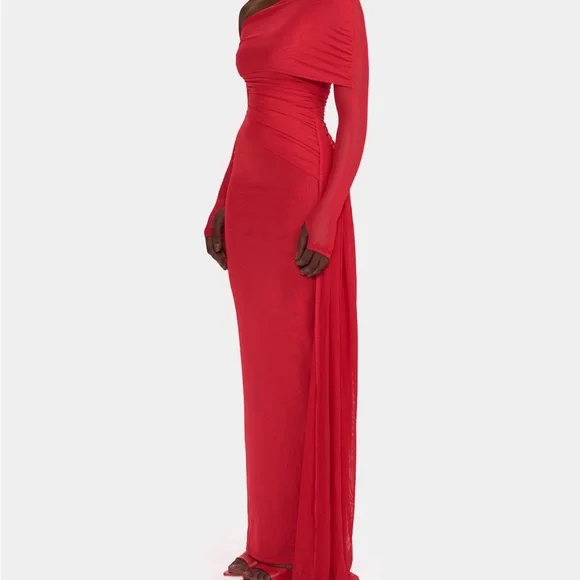 BBX BRAND One-Shoulder Red Dress - Picture 3 of 7